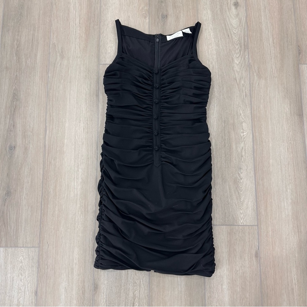 Byron Lars beauty mark ruched fitted stretchy sleeveless dress black sz 4